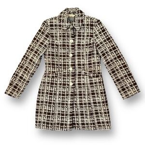 Vintage ANN TAYLOR Petites Knee-Length Lady Coat in Cream/Brown Size XSP (EUC)